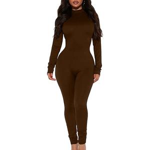 Mokoru Women's Sexy Bodycon Long Sleeve One Piece Jumpsuits Full Length Club Rompers 2XL
