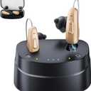 Hearing Aids, Hearing Aids for Seniors, Rechargeable Hearing Aid with Noise Cancellation, 5-Level Button Volume Control, OTC Hearing Amplifier for Moderate Hearing Loss, Clear Sound