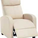 BestMassage | Recliner Chair | No Massage Function | Pu Beige | with Lumbar Support, Adjustable Push Back, Wide Armrests, Footrest & Padded Seat | Easy Assembly | for Living Room, Home Theatre