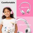 LilGadgets Connect+ Style On-Ear Kids Headphones with Microphone - SharePort Technology, SoftTouch Padding, Detachable Cable, Volume Limiting, Durable & Adjustable - Pink