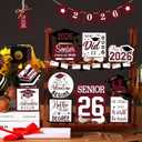 22 Pcs 2026 Graduation Tiered Tray Decor Sets Wooden Graduation Class of 2026 Table Decorations Senior 2026 Gown Diploma Farmhouse Signs for Home Shelf Party Office Desk(Dark Red)