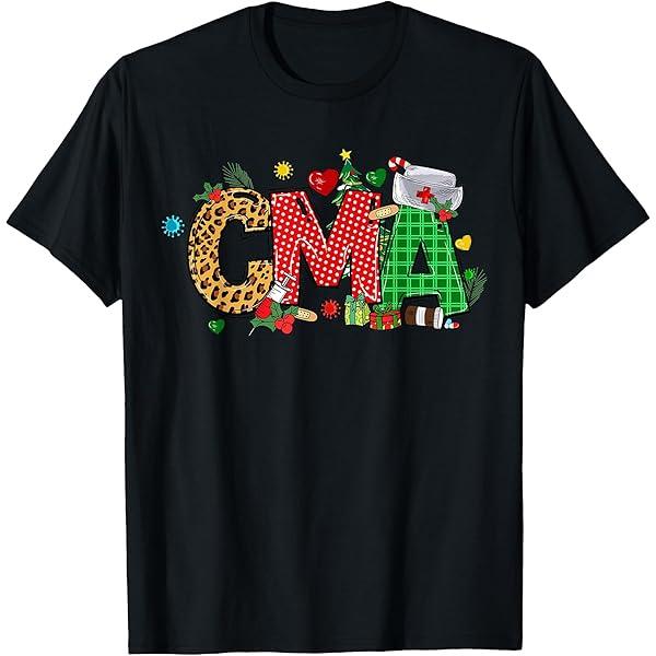 Nurse Life Merry Christmas CMA Certified Medical Assistant T-Shirt M
