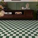 Peel and Stick Floor Tiles: 10pcs11.81 * 11.81in Waterproof Vinyl Flooring self-Adhesive Floor Tile Sticker for Bathroom/Kitchen/Bedroom/livingroom/Hallway(Green and White)