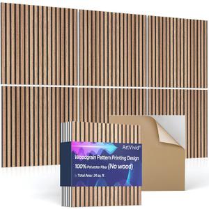 6Pack Large Acoustic Panels, Self-Adhesive Soundproof Wall Panels, Sound Proof Foam Panels for Walls, Decorative Acoustic Wall Art for Recording Studio, Home, Office, 24240.4", Natural Walnut Color