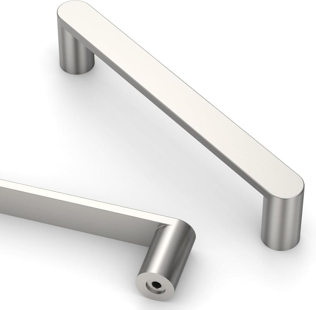 Asidrama 10 Pack 5 Inch(128mm) Brushed Satin Nickel Kitchen Cabinet Handles, Cabinet Pulls Kitchen Cabinet Hardware for Cupboard Drawer Pulls (5" Hole Center)