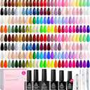 Beetles 110 PCS Gel Nail Polish Set, 100 Colors Infinite Inspiration Gift Spree All Season Red Brown Green Black Gel Polish with 5Pcs Base Top Coat Soak off UV Gel for Manicure Lovers DIY at Home