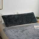 MEGO Shaggy Plush Body Pillow Cover, Grey Faux Fur Fluffy Body Pillowcase, 20x54 Boho Fuzzy Body Pillow Case, Furry Long Big Throw Pillow Sham with Zipper for Home Bedding Couch Living Room Dark Gray