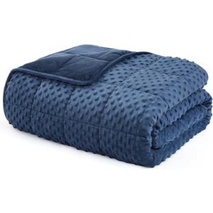 L'AGRATY Weighted Blanket for Adult - 80"x87" 25lbs Minky Dots Heavy Blanket with Glass Beads Soft Breathable for All-Season Summer Fall Winter Thick Comfort for Sleeping (23-Oceana)