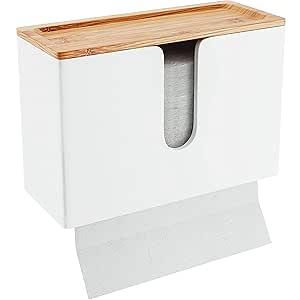 NATURE SUPPLIES Bamboo Paper Towel Dispenser with Removable Top Tray for Bathroom and Kitchen, Wall Mount and Countertop Multifold, C-Fold, Z-Fold, Tri-Fold Hand Towel Holder for Commercial Use, White NATURE SUPPLIES Bamboo Paper Towel Dispenser with Removable Top Tray for Bathroom and Kitchen, Wall Mount and Countertop Multifold, C-Fold, Z-Fold, Tri-Fold Hand Towel Holder for Commercial Use, White