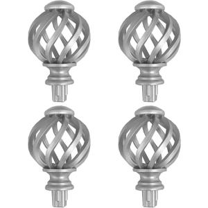 Finials for Curtain Rods, 4 Pcs Curtain Rod Finials for 5/8 Inch Dia Rod,Drapery Rod Finials of Spiral Cage Shape(Silver)