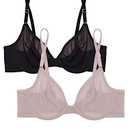 Smart & Sexy Women's Sheer Mesh Demi Underwire Bra, Black Hue/Bark, 40C