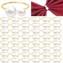 50 Pcs Pearl Napkin Rings Set, Gold Napkin Ring Holders with Faux Pearls Delicate Serviette Ring Buckle for Wedding Christmas Banquet Party Dinner Table Supplies