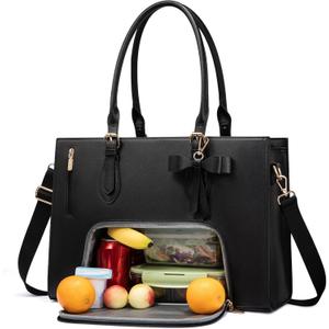 LOVEVOOK Laptop Lunch Tote Bag for Women, Work Bag with Insulated Lunch Compartment 17.3 Inch 2 in 1 Lunch Tote Large Capacity Computer Handbag for Work, Teacher, Nurse, Office, Collage, Casual, Black LOVEVOOK Laptop Lunch Tote Bag for Women, Work Bag with Insulated Lunch Compartment 17.3 Inch 2 in 1 Lunch Tote Large Capacity Computer Handbag for Work, Teacher, Nurse, Office, Collage, Casual, Black