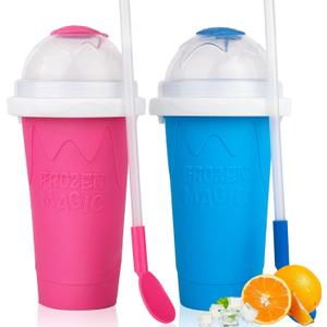 Slushy cup Slushie Maker Cup,Frozen Magic Slushy Cup - Create Delicious Slushies Anywhere with This Fun and Cool Slushie Maker Cup! (RedBlue, Large)