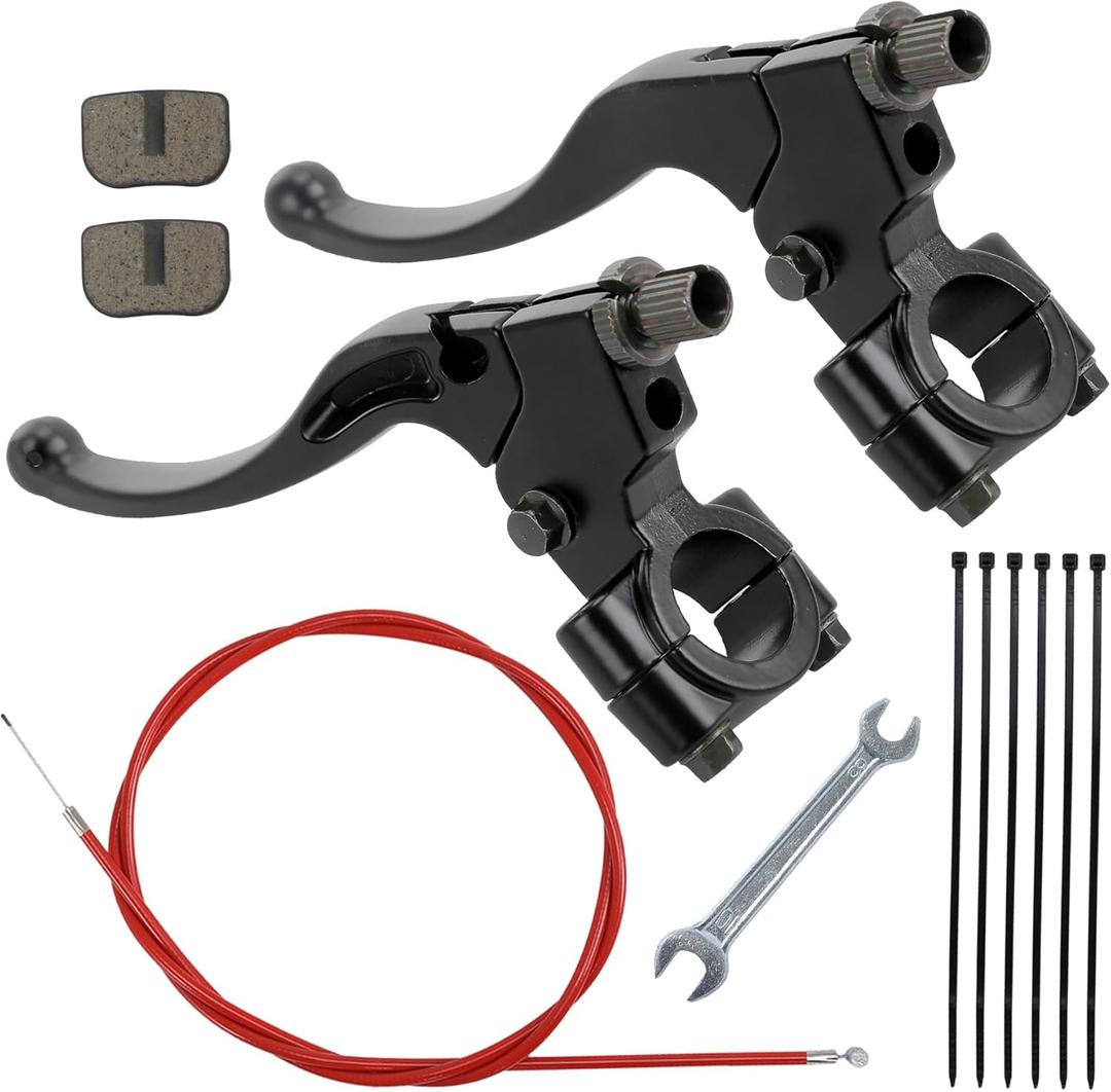 7/8" 22mm Left & Right Brake Handle Levers and 61in Mini Bike Brake Cable fit for Coleman CT100U CC100X Baja Doodle Bug DB30 Motovox MBX10 MBX11 Monster Moto MMB80 97cc 98cc Powersport Parts