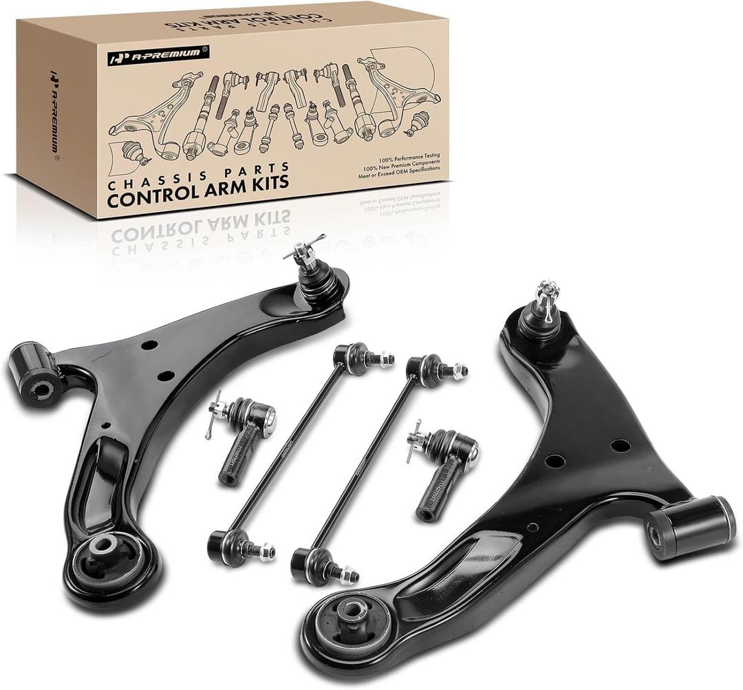 A-Premium Set of 6, Front Lower Control Arm, Sway Bar Link, Outer Tie Rod End, Compatible with Suzuki Grand Vitara 2006-2013