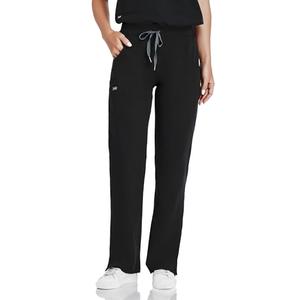 COMENII Scrubs for Women, Knit Yoga Waistband Straight Leg Cargo Pants, Classic Fit Womens Scrubs Pants-P-Black XXS