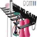 Home Gym Accessories Organization Storage Rack Equipment For Home 8 Hook Wall Hanger Display Gear Barbells Resistance Bands Jump Ropes Lifting Belt Hanger Accessories Hardware Included (NO PAIN NO GAIN)