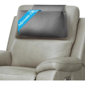 Recliner Headrest Pillow, Adjustable Neck & Head Support Pillow, Soft Velvet Non-Slip Headrest for Recliner, Couch, Chair, Sofa (Gray)