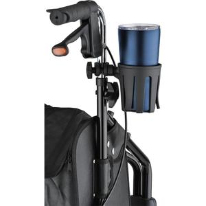 NOVA Cup Holder for Walkers with Round Narrow Tubing  Universal Fit for 5/8" to 1" Tubes  Durable Plastic Drink Holder for Folding Walkers & Rollators  Holds Bottles & Cans