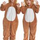Lion Onesie Kids, Lioness Costume Pajamas Toddler Boys Girls, Wild Animal Blanket Hoodie Pjs Halloween Christmas Cosplay Child 7-8 Brown

 M/7-8