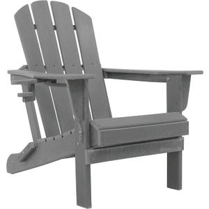 Adirondack Chairs, HDPE All-Weather Adirondack Chair, Fire Pit Chairs (Folding with Cup Holders, Grey)