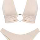 ZAFUL O Ring Halter Bikini Sets for Women High Cut Swimsuits Trendy 2 Piece Bathing Suits (X-Large)