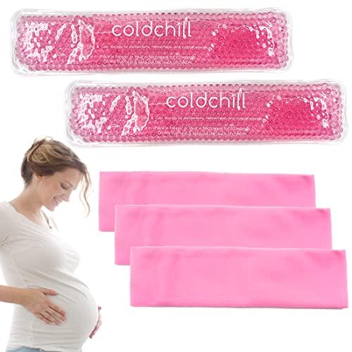 Reusable Perineal Ice Packs for Postpartum & Hemorrhoid Pain Relief, Hot & Cold Pack for Women After Pregnancy, 2 Ice Pack and 6 Cover. (Pink)