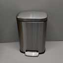Amazon Basics MINI Trash Can, 1.32 Gallon (5L) Smudge Resistant Rectangular Bin with Soft-Close Lid, Step Foot Pedal, Removable Inner Bucket, Brushed Stainless Steel, for Bathroom, Satin Nickel Finish