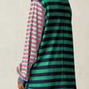 BLENCOT Women's Oversized Patchwork T Shirts Fall Long Sleeve Striped Color Block Loose Fit Pullover Tops (X-Large)