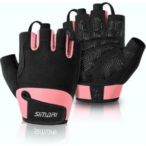 SIMARI Breathable Workout Gloves for Men & Women, Weight Lifting Gloves with Padded, Grip, Full Palm Protection, Gift for Gym Exercise, Cycling, Weightlifting Training, Fitness, Black, Pink, Size