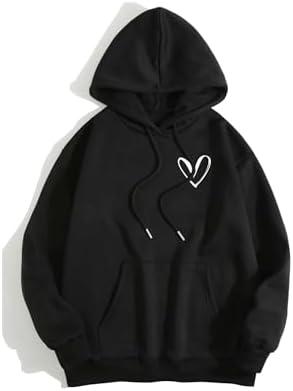 Hilinker Womens Graphic Hoodies Drawstring Long Sleeve Sweatshirt with Pocket Pullover. Size L