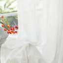 YoungsTex Linen Semi Sheer Curtains 63 Inch Length for Living Room Windows, Ivory White Light Filtering Drapes with Rod Pocket Back Tab Natural Textured for Bedroom, 52 X 63 Inch