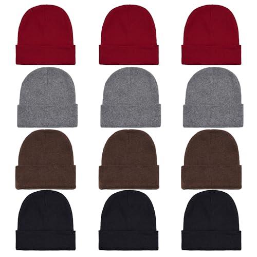 Pistha 7Pack Beanie Hats Winter Hats for Men Women Knit Cuffed Skull Cap Warm Bulk Pack Gifts for Christmas Cold Weather
