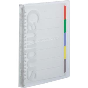 Kokuyo Campus Slide Binder with 5 Tab Dividers, Slim Type, A5, 20 Holes, Up to 65 Sheets, Transparent, Japan Import (RU-P133NT)