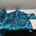 Ekouaer Silk Satin Pajamas Set Women Short Sleeve Sleepwear Soft Button Down Loungewear Pjs Set (XX-Large, Blue Green)