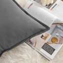MANDIOO Pack of 2 Neutral Cotton Throw Pillow Covers Solid Decorative Couch Pillow Covers Boho Farmhouse Cushion Covers Home Decor for Sofa Living Room Bed Bedroom 24 x 24 Inch Grey