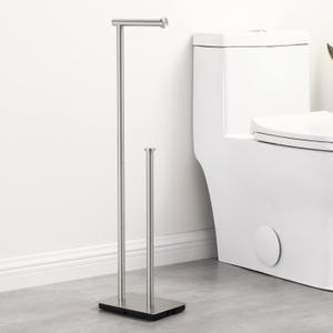 KES Freestanding Toilet Paper Holder Stand with Reserve Toilet Paper Storage for Bathroom SUS304 Stainless Steel Brushed Steel, BPH286S1B-2 (Brushed Grey)