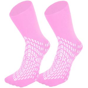 HCS Non-Slip Hospital Socks with Grips for Women & Men (6 Pairs) - 360 All-Around Tread Non-Slip Sock for Elderly/Seniors - Hospital Grip Socks, Fall Risk Patient Slippers (Pink, Regular) (Universal)