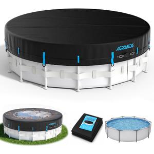 16 Foot Round Winter Pool Cover, 3-in-1 Super Windproof System, Upgraded Seamless Side Design with Fast Ratchet Tie Downs, 420D Oxford Fabric for Above Ground Pool - All Season Use