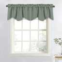 NICETOWN Blackout Kitchen Valance Curtain for Windows Living Room Basement Farmhouse Style Room Darkening Small Window Treatment Curtain Valance, 1 Panel, 52" W x 18" L, Greyish Green