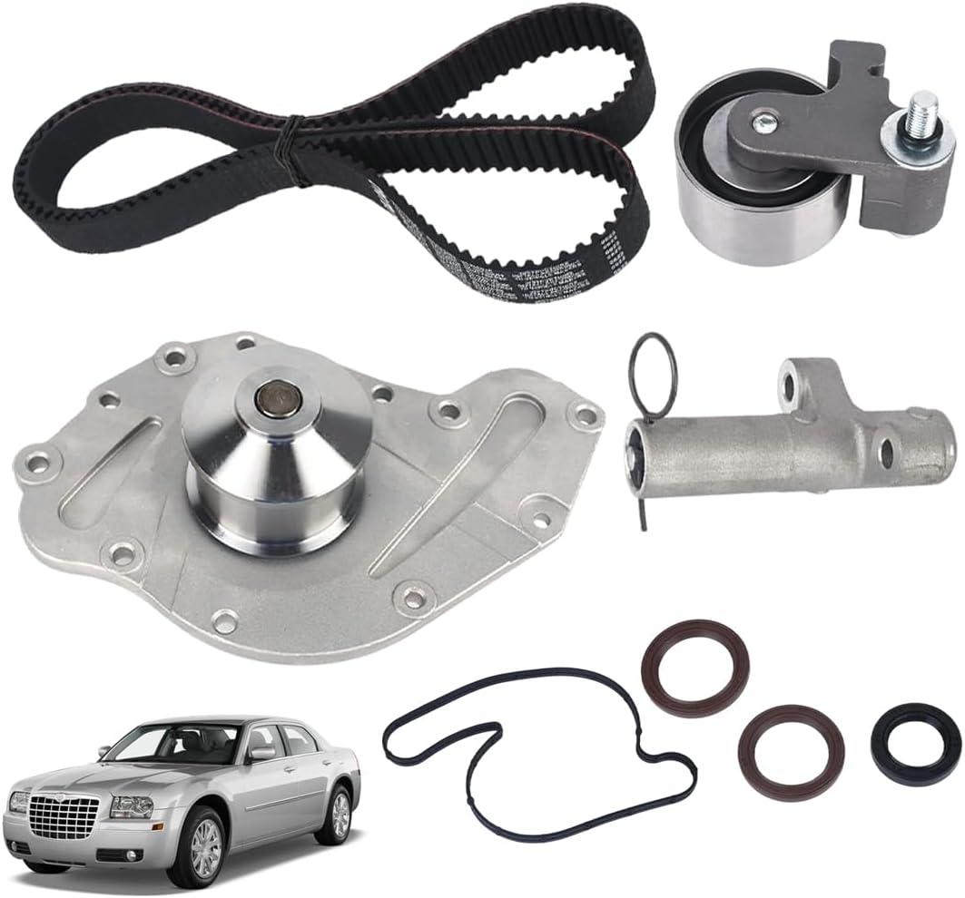 Timing Belt Kit with Water Pump (201 Teeth) FIT Dodge Charger Challenger Grand Caravan Chrysler 300 3.5L 4.0L V6, Replaces TBK1150WP (Interference Engine Platform) - 1 Full Set
