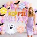 JeVenis Groovy Halloween Birthday Decorations Hippie Halloween Banner Garlands Groovy Ghoul Balloons for Retro Vintage Spooky Ghost Birthday Party Supplies (Orange1)