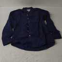 Manwan walk Men's Slim Fit Business Casual Cotton Long Sleeves Solid Button Down Dress Shirts (Large, Navy Blue)