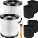 2 Pack DCV5801H HEPA Filter Compatible with DEWALT DCV580H, DCV581H 20V MAX Wet/Dry Vacuum, with 4 Foam Sleeve Filters & 1 Brush