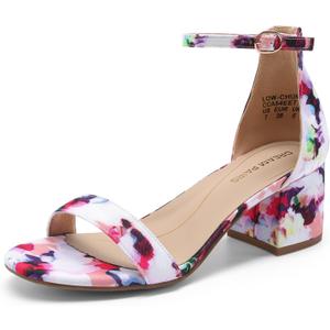 DREAM PAIRS Womens Low-Chunk Low Heel Pump Sandal (Blue) 5.5