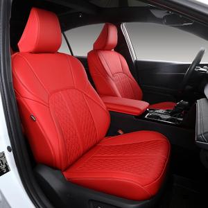 Custom Fit Camry Seat Covers for 2025 2026 Toyota Camry LE SE - Red | Waterproof Faux Leather Full Coverage, Car Seat Protectors Full Set with Armrest Covers, Airbag Compatible