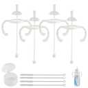 Straw Cup Conversion Kit for Dr Browns Narrow and Narrow Glass Baby Bottles,Weighted Straw Replacement Kit with Soft Straw Top and Handle, 4 Pack, 6m+