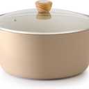 SENSARTE Ceramic Nonstick Stock Pot with Lid, 2.6/4.5/6.6/8.5 QT Soup Pot Casserole Pot, Non-toxic Healthy Pasta Pot, Large Cooking Pot Stew Pot, Induction Compatible, PFOA PFAS PTFE Free, Taupe