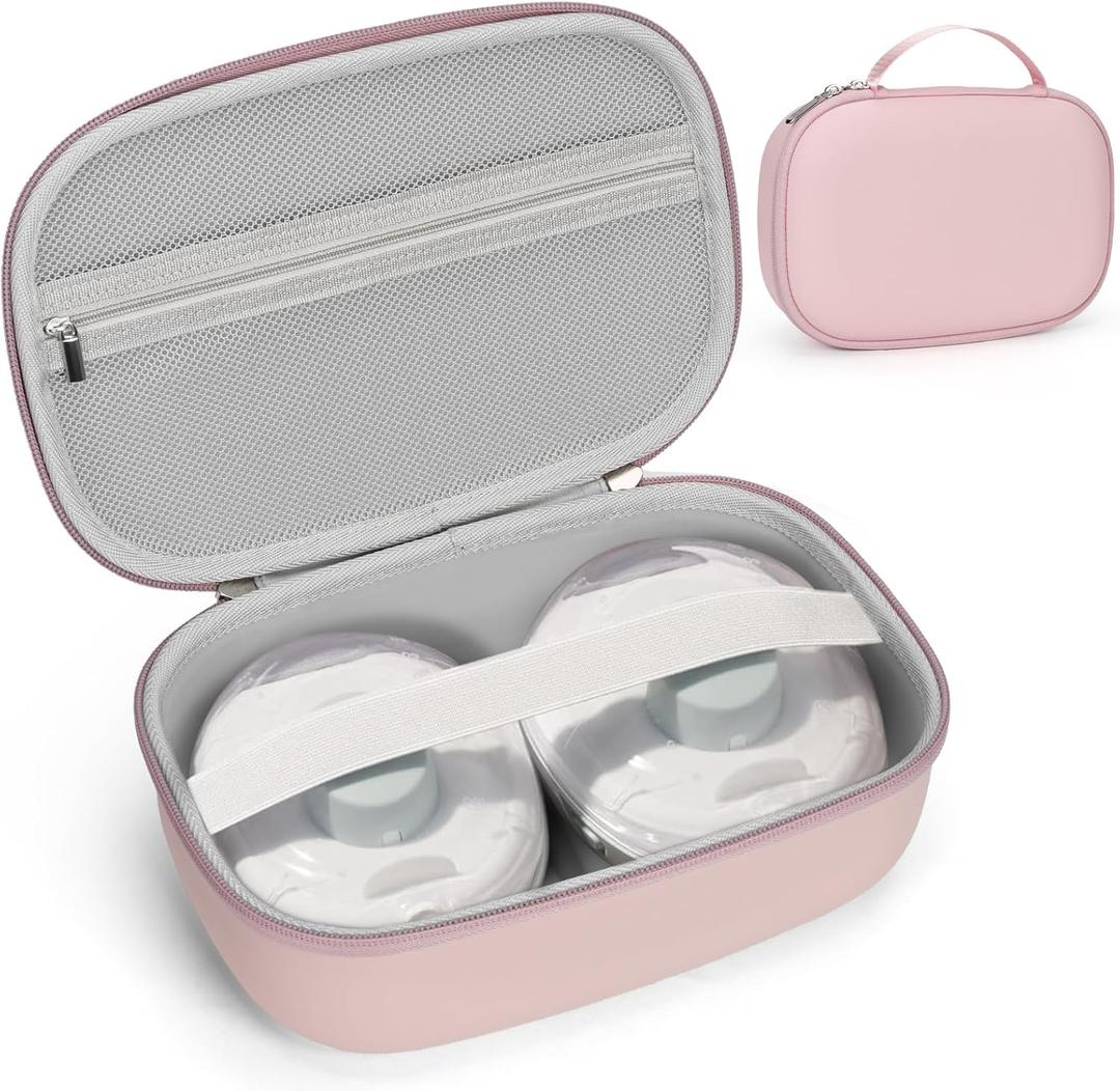 Breast Pumps Carrying Bag Compatible with Most of Wearable Breast Pumps, Hard Shell Wearable Breast Pump Bag with Waterproof Removable Tray, Breast Pump Storage Bag (Pink)
